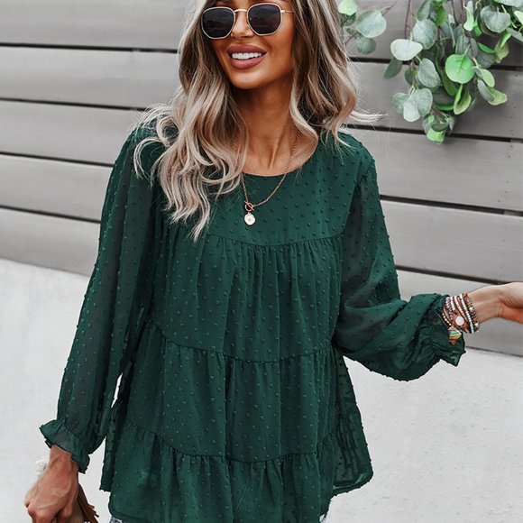 VINTAGE BOHO CHIC LAYERED BELL SLEEVED BLOUSE - Picture 5 of 9